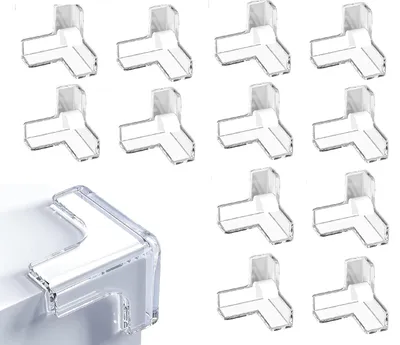 Safe-O-Kid  (Pack of 12) Transparent Triangle Silicon Corner Protectors for Sharp Edges, Baby Proofing Table & Bed Corner Guards for Kids, Furniture Edge Safety