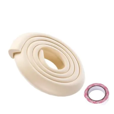 Safe-O-Kid  Baby Safety Edge Guard with 3 M Tape   2 Meter (6.5 feet) L-Shape Foam Corner Protectors, BPA Free, Non-Toxic, Impact Cushion for Tables, Desks, and Furniture (Cream)
