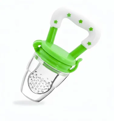 Safe-O-Kid (Pack of 2) Baby Fruit Nibbler/Pacifier - BPA-Free, 10 Pure Silicone, Teether for Baby | Soft Pacifier & Teether for Infants, Green