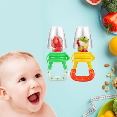Safe-O-Kid (Pack of 2) Baby Fruit Nibbler/Pacifier - BPA-Free, 100% Pure Silicone, Teether for Baby | Soft Pacifier & Teether for Infants, Assorted