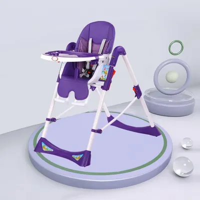 Safe-O-Kid Panache Feeding High Chair with 1 Year Warranty, for Babies with 7 Height Adjustable, Recline & Footrest, Booster Seat with Tray & Safety Belt- Purple