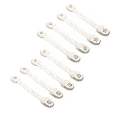 Safe-O-Kid (Pack of 8) Child Safety Locks | 21 Adjustable Points, Strong 3M Adhesive Baby Proofing Locks for Cabinets, Drawers, Fridge & Toilets | No-Drill Easy Install, Durable - Grey
