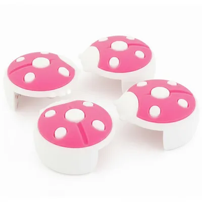 Safe-O-Kid 4 Pcs Baby Safety Corner Protectors | Bug Shaped Silicone Edge Guards for Sharp Furniture Corners, Tables & Beds | Soft Cushion, Non-Toxic, BPA-Free Baby Proofing - Pink