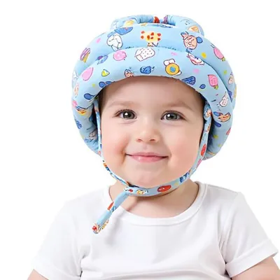 Safe-O-Kid Baby No Bumps Safety Cotton Helmet Head Protection with Zero Sweat Cushion Bumper, Headguard for Infant/Toddler, Blue