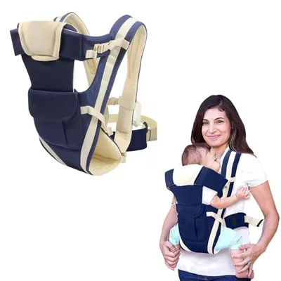Safe-O-Kid 4 in 1 Position Baby Carrier, Front Inward Facing, Soft & Comfortable for All-Day Wear, Adjustable Cotton Material - Blue Upto 15 kg