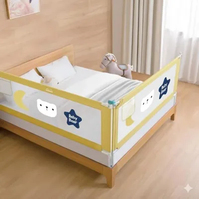 SAFE-O-KID 2 Side Bed Rails (6 Ft/182 cm) with 1-Year Warranty | Bed Railing for Baby Safety |Adjustable Height & Portable | Bed Protector for Baby Falling - Yellow