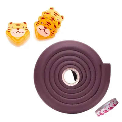 Safe-O-Kid Baby Safety 2 Meter Edge Guard with 3M Adhesive + 4 Tiger Shaped Corner Protectors Soft, Durable Furniture Edge Guards (Brown & Yellow)