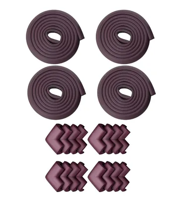 Safe-O-Kid Baby proofing Extra Thick 2 Meter Baby Safety Strip, L-Shaped 4 Edge Guard + 16 Corner Protectors, Infant Bump Protector, Furniture Corner, Table Corners, with 3M Adhesive Tape, Brown
