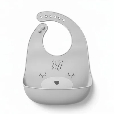 SAFE-O-KID Premium Silicone Baby Bib   Lightweight, Foldable, Non-Toxic Bib with Spill-Proof, Adjustable, Soft, Easy-to-Clean Feeding Bib for toddlers - Grey