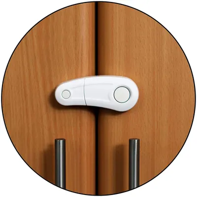 Safe-O-Kid BPA-Free Premium Pre-Taped Cupboard/Wardrobe/Drawer Lock - Child Safety, Easy Installation, Blends with Home Decor, Heavy-Duty Protection for Kitchens, Bathrooms, Bedrooms, (SOK9LOC40P218)