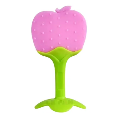 Safe-O-Kid Pack of 1 BPA-Free Natural Silicone Fruit Teether for Babies Freezer Safe, Soft & Textured Teething Toy for Newborns & Infants (Apple Design)