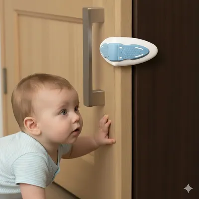 Safe-O-Kid 2 Pcs Premium Child Safety Drawer Locker | BPA-Free Cabinet, Cupboard & Wardrobe Lock for Kids | Pre-Taped Drawer Lock with Easy Installation | Baby Proofing - Blue