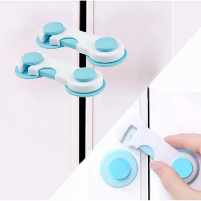Safe-O-Kid Cabinet Locks for Child Safety Finger Injury Protection, Durable & Elegant (Pack of 2), Blue