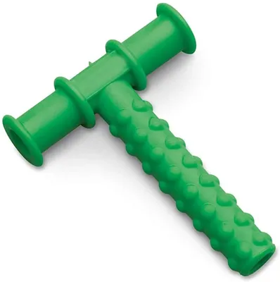 Safe-O-Kid Non-Toxic Speech Therapy Tool BPA-Free Pure Silicone Chewy Tube for Toddlers | Develops Biting Skills Safely | T-Shape (Green, Pack of 1)