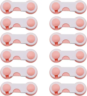 Safe-O-Kid Cabinet Locks for Child Safety Finger Injury Protection, Durable & Elegant (Pack of 12), Pink