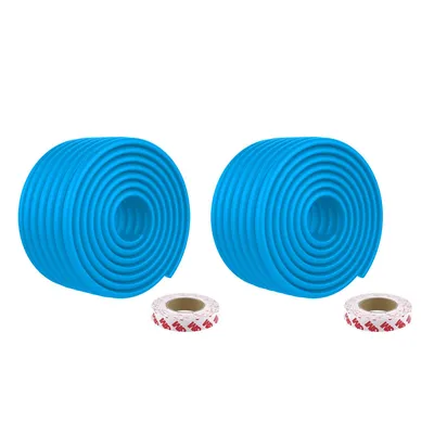 Safe-O-Kid 2 Pcs Baby Corner Protector for Baby | Extra Thick High-Density Cushion Edge Guard for Tables, Desks & Furniture | Soft Corner Safety Strip Prevents Head Injury | 2 Meter Long - Blue