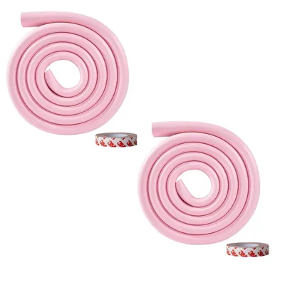 Safe-O-Kid 2 Meters Baby Safety Edge Protector, Kids Proofing Bumper Strip for Sharp Edges, Child Safety Cushion Guard, Foam Guard for Child Proofing Furniture & Tables, Pack of 2, Pink