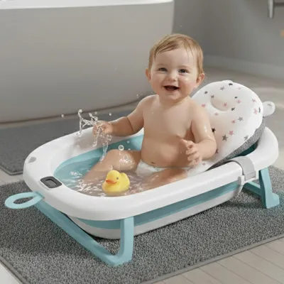 Safe-O-Kid Baby Bath Tub with 1-Year Warranty | Foldable & Portable | Travel-Friendly, Space-Saving Design | Easy to Store | Suitable for Newborns & Kids (0 5 Years)   Blue