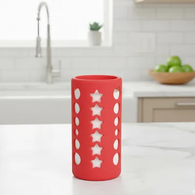 Safe-O-Kid BPA-Free Pure Silicone Bottle Cover   Soft, Non-Toxic, Protective Cover for Baby Bottles, Safe for Little Ones, 250 ml, Red - Pack of 1