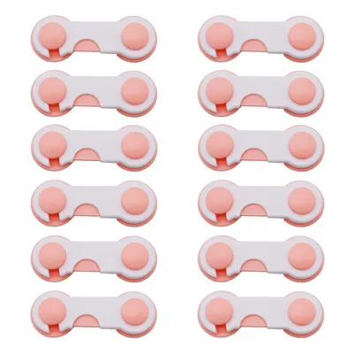 SAFE-O-KID (Pack of 12)-Easy to Use, Dotted with Smiley Ends Child Proof Cabinet Lock,Pink