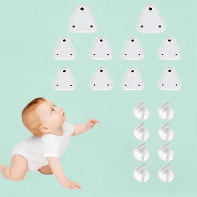 Safe-O-Kid 10 Electric Socket Guard + 8 Ball Shaped Corner Guards Child Safety for Electrical Outlets & Furniture (White & Transparent)