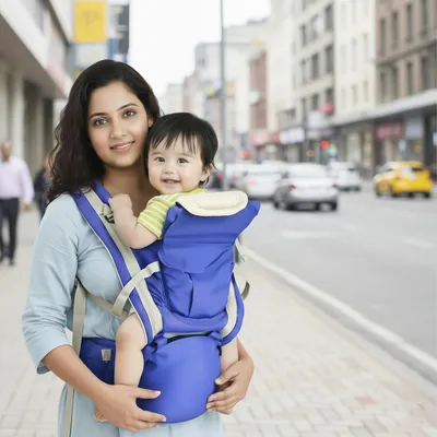 Safe-O-Kid Newborn Baby Carrier with Hip Seat, 4 in 1 Baby Carrier with Detachable Hip Seat, Ergonomically Designed, 3-36 Months, Upto 15KG, Blue