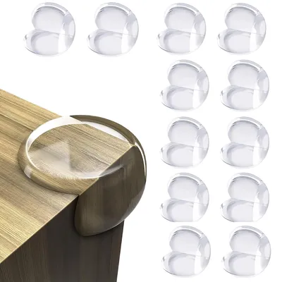 Safe-O-Kid 12-Pack Transparent Corner Protectors for Furniture - Soft Gel & Silicon Table Edge Guards, Sharp Corner Protection, Child Safety for Sharp Edges