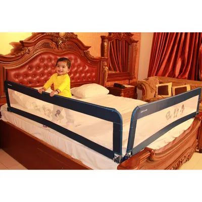 SAFE-O-KID Defendify Fully Foldable Bed Rail Guard with 1 Year Warranty, EN 71 Certified - Blue (6FT/183CM), Pack of 2