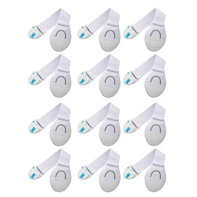 Safe-O-Kid Baby Safety Locks Multi-Purpose Nylon Latches for Cabinets & Drawers- Pack of 12(White)