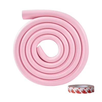 Safe-O-Kid 2 Meters Baby Safety Edge Protector, Kids Proofing Bumper Strip for Sharp Edges, Child Safety Cushion Guard, Foam Guard for Child Proofing Furniture & Tables, Pack of 1, Pink