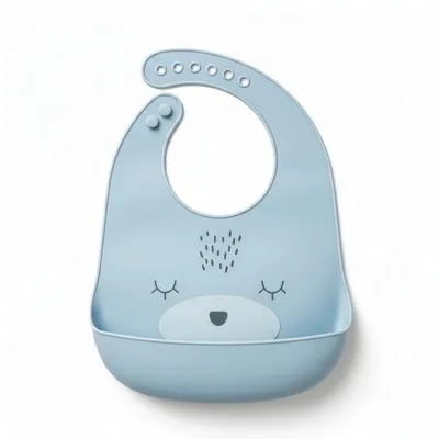 SAFE-O-KID Premium Silicone Baby Bib   Lightweight, Foldable, Non-Toxic Bib with Spill-Proof, Adjustable, Soft, Easy-to-Clean Feeding Bib for toddlers - Blue