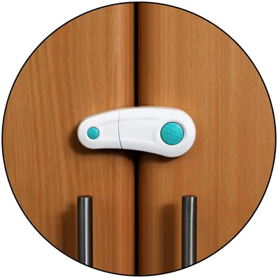 Safe-O-Kid BPA-Free Premium Pre-Taped Cupboard/Wardrobe/Drawer Lock - Child Safety, Easy Installation, Blends with Home Decor, Heavy-Duty Protection for Kitchens, Bathrooms, Bedrooms, (SOK9LOC40P212)