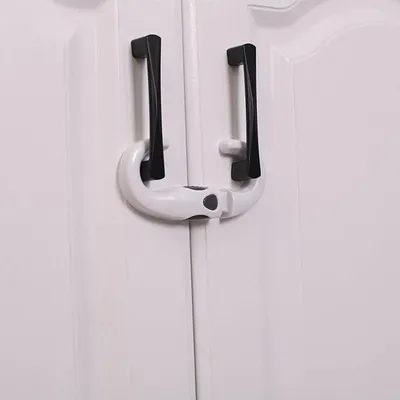 Safe-O-Kid 8 Pcs Child Safety Cabinet Locks C Shaped Baby Proof Cupboard Kitchen Lock Childproof Latch for Knobs Handles Doors Drawers Home Furniture Baby Safety Lock - White