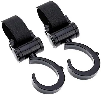 Safe-O-Kid Strong Stroller Hooks (Pack of 2) Heavy Duty, Durable, Universal Hooks for Bags, Toys & More, Black