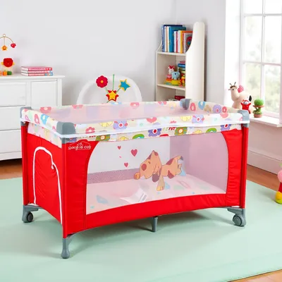 Safe-O-Kid Baby Cot/Bed/Crib with 1 Year Warranty (Manufacturer) and Wheels for Movement - Red