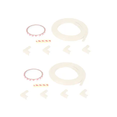 Safe-O-Kid - Unique High Density L-Shaped 2 mtr Long Mini 2 Edge Guards with 8 Corner Cushions - Cream