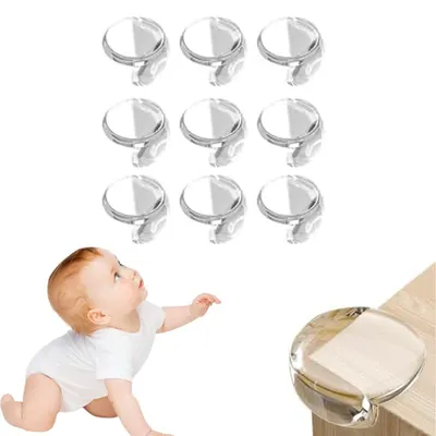 Safe-O-Kid Pack of 10 Ball Shaped Transparent Corner Guards Soft, BPA-Free Baby Safety Protectors for Furniture Edges