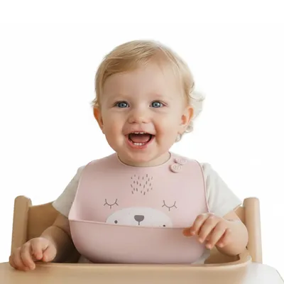 SAFE-O-KID Premium Silicone Baby Bib   Lightweight, Foldable, Non-Toxic Bib with Spill-Proof, Adjustable, Soft, Easy-to-Clean Feeding Bib for toddlers, Pink