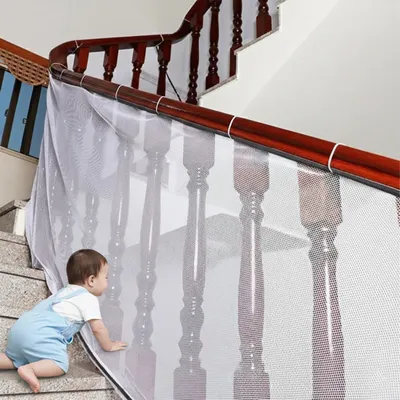Safe-O-Kid, Baby Safety Net for Balcony Baby Protection Stairway Safety Net Protector, Baby Safety net for Staircase, Child Safety Product, White Pack of - 1