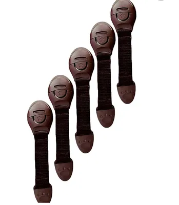 Safe-O-Kid (Pack of 6) Nylon Locks with stong 3 M Adhesive for Baby Safety - Multipurpose and Durable Childproof Locks for Cabinets - Drawers - Almirah - Toliet Seats and Doors, Brown