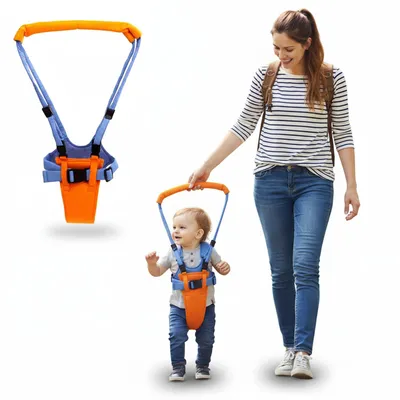 Safe-O-Kid Child Walking Harness Safety Belt, Orange Blue, Handheld and Adjustable