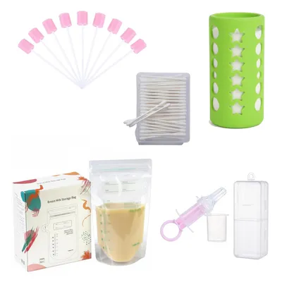 Safe-o-kid BPA-Free Baby Oral Care & Feeding Kit with Milk Storage Bags,Feeder,Swab & Cover - Slicone, Plastic, Cotton