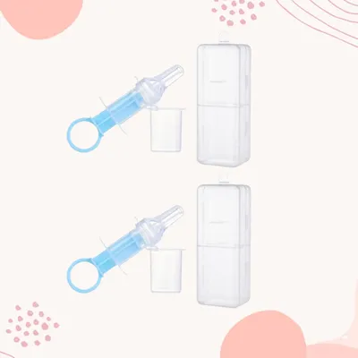 Safe-O-Kid BPA Free Silicone Liquid Medicine Feeder Dropper with Box for Baby Blue, Pack of - 2