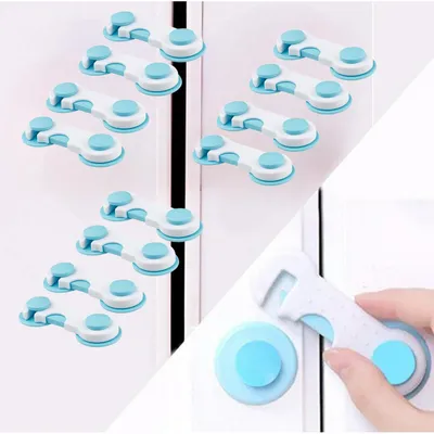 Safe-O-Kid Cabinet Locks for Child Safety Finger Injury Protection, Durable & Elegant (Pack of 12), Blue