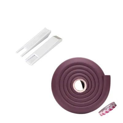 Safe-O-Kid BPA-Free Baby Safety 2 Meter Edge Guard with 3M Adhesive + 2 Velcro Locks Non-Toxic, Impact Protection for Furniture (Brown & White)