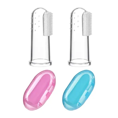 Safe-O-Kid Baby Finger Toothbrush   100% Pure Silicone, BPA-Free, Odor-Free, Safe Gentle Gum Massager & Teeth Cleaner   Durable, Pediatrician-Recommended Brush for Newborns & Toddlers (Assorted)
