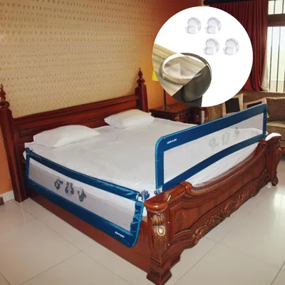 SAFE-O-KID 1 Year Warranty Fully Foldable Bed Rail Guard - Blue (6FT/183CM), Pack of 1