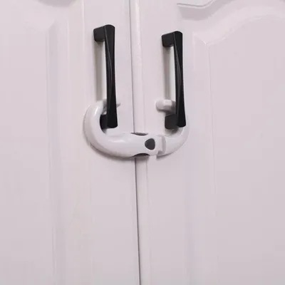 Safe-O-Kid 4 Pcs Child Safety Cabinet Locks C Shaped Baby Proof Cupboard Kitchen Lock Childproof Latch for Knobs Handles Doors Drawers Home Furniture Baby Safety Lock - White