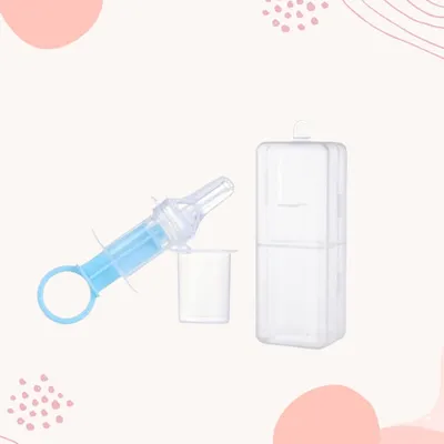 SAFE-O-KID BPA Free Silicone Liquid Medicine Feeder Dropper with Box for Baby, Blue, Pack of 1