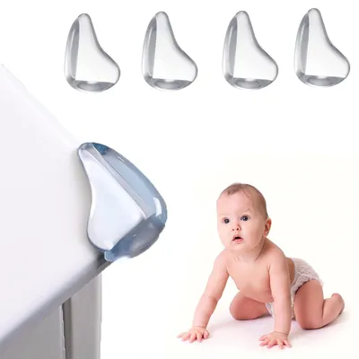 Safe-O-Kid  4-Pack Transparent Corner Protectors for Furniture - Soft Gel & Silicon Table Edge Guards, Sharp Corner Protection, Child Safety for Sharp Edges
